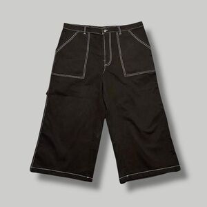 Black wide leg baggy utility carpenter ankle capri pants Wild Fable 14W